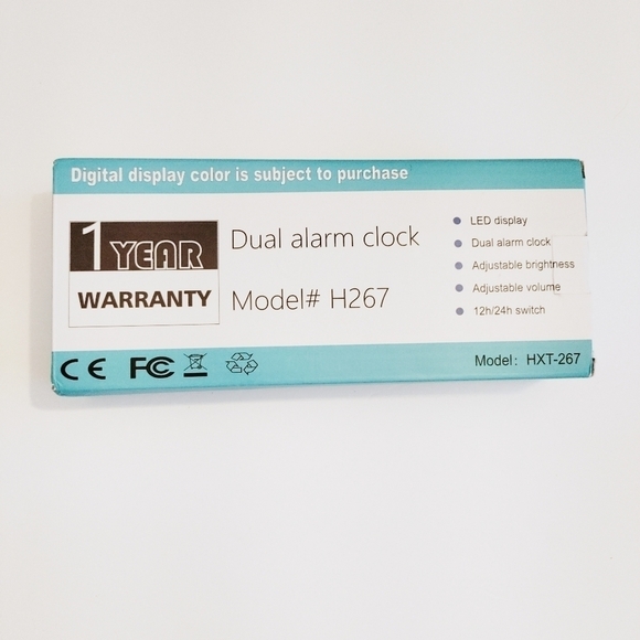 DUAL ALARM CLOCK Digital 24HR USB Charger Large Display Dimmable New - Picture 6 of 12